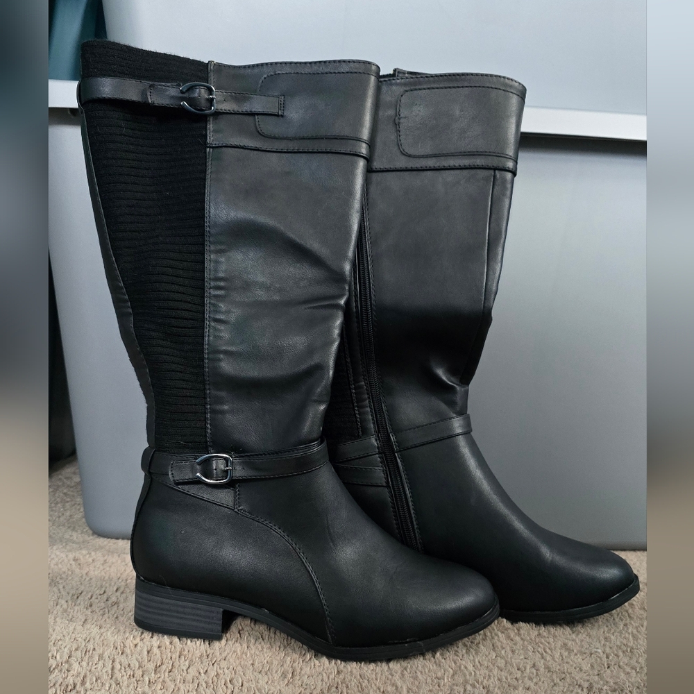 Cloudwalkers Avenue Wide Width Calf Women's Tall Linden Black Boots 9.5 Stretchy - Picture 2 of 8